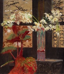 Weiße Orchideen und Begonie